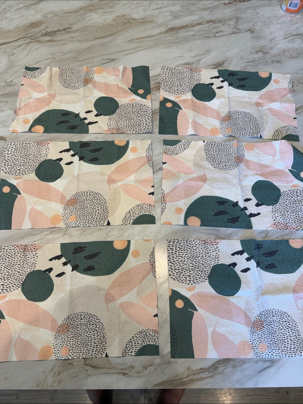 Abstract Dot Print Cotton Kitchen Paper Towels - Green & Pink